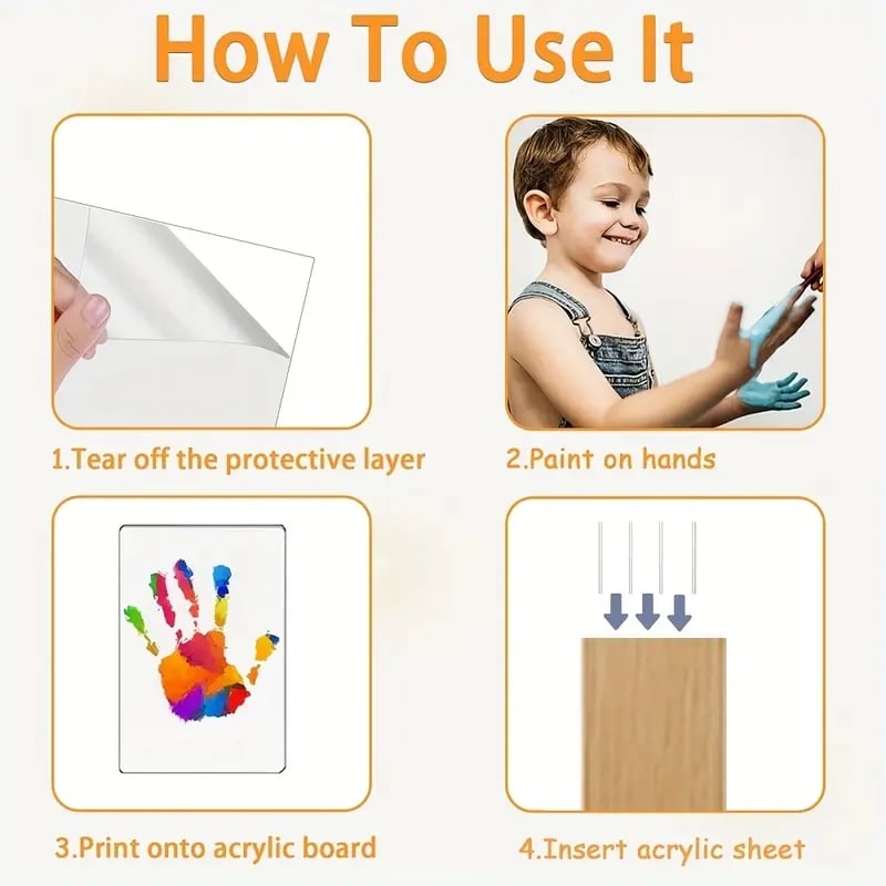 DIY Wooden Transparent Handprint Frame Set