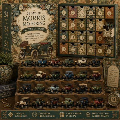 CHRISTMAS KICKOFF 49% OFF - 2026 Days of Morris Motoring Blind Box - 24-Day Festive Countdown, Classic Car Themed Collectible Miniatures Blind Box - Gift For Classic Car Lovers