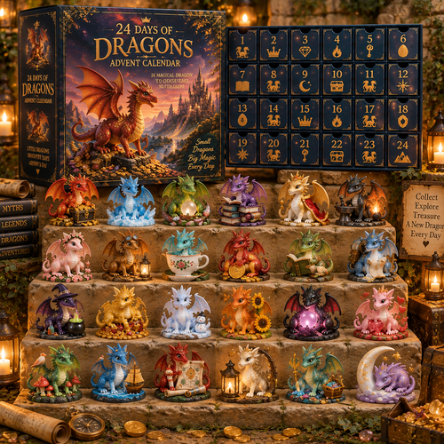 CHRISTMAS KICKOFF 49% OFF - 2026 Days of Dragons Blind Box - 24‑Day Festive Countdown, Dragon‑Themed Collectible Miniatures Blind Box - Gift For Fantasy & Dragon Lovers