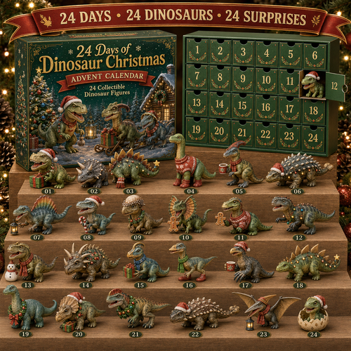 CHRISTMAS KICKOFF 49% OFF - Dinosaur Christmas Advent Calendar 2026 - 24-Day Festive Countdown, Acrylic Charms Blind Box - Gift For Dinosaur Lovers