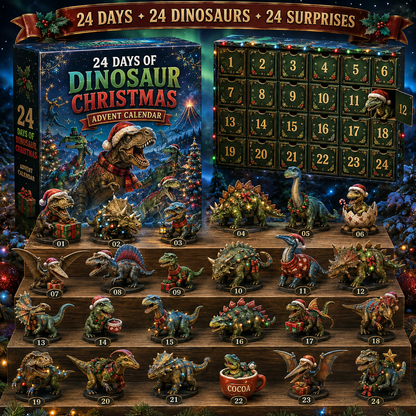 CHRISTMAS KICKOFF 49% OFF - Dinosaur Christmas Advent Calendar 2026 - 24-Day Festive Countdown, Acrylic Charms Blind Box - Gift For Dinosaur Lovers