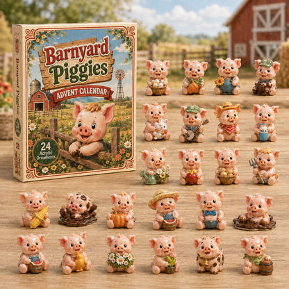 CHRISTMAS KICKOFF 49% OFF - Barnyard Piggies Advent Calendar 2026 - 24-Day Festive Countdown, Acrylic Charms Blind Box - Gift For Pig Lovers