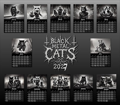 Black Metal Cats 2027 - Wall Calendar 2027