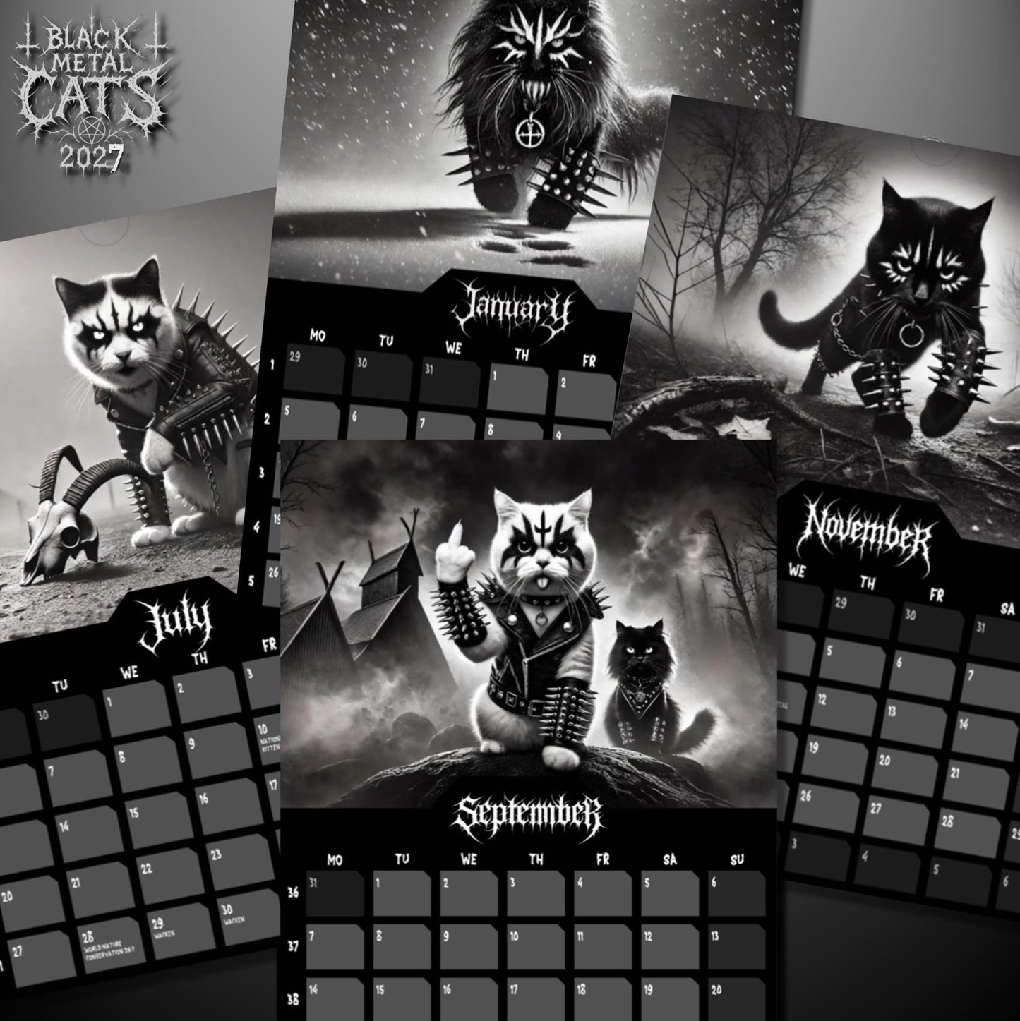 Black Metal Cats 2027 - Wall Calendar 2027