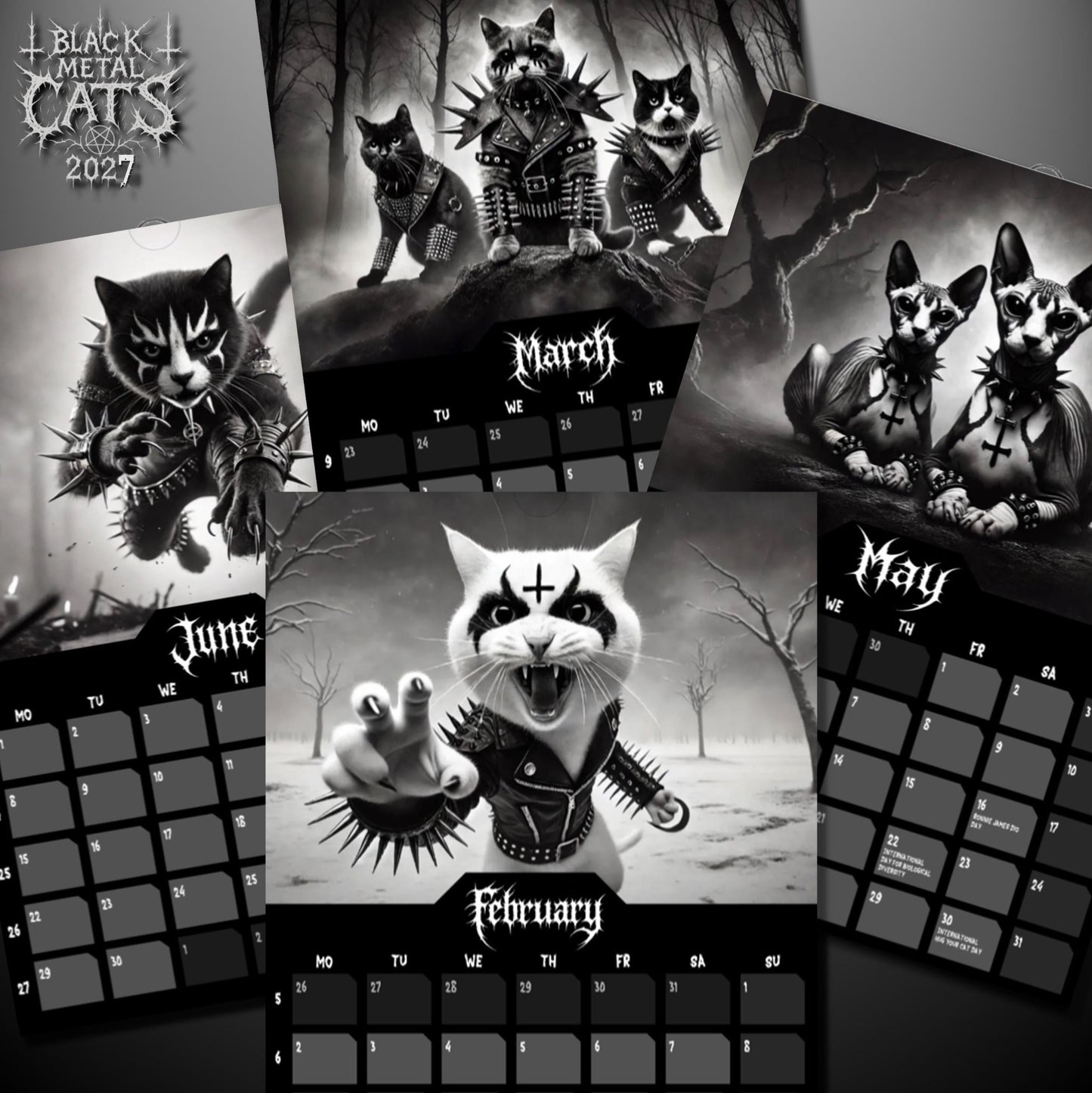 Black Metal Cats 2027 - Wall Calendar 2027