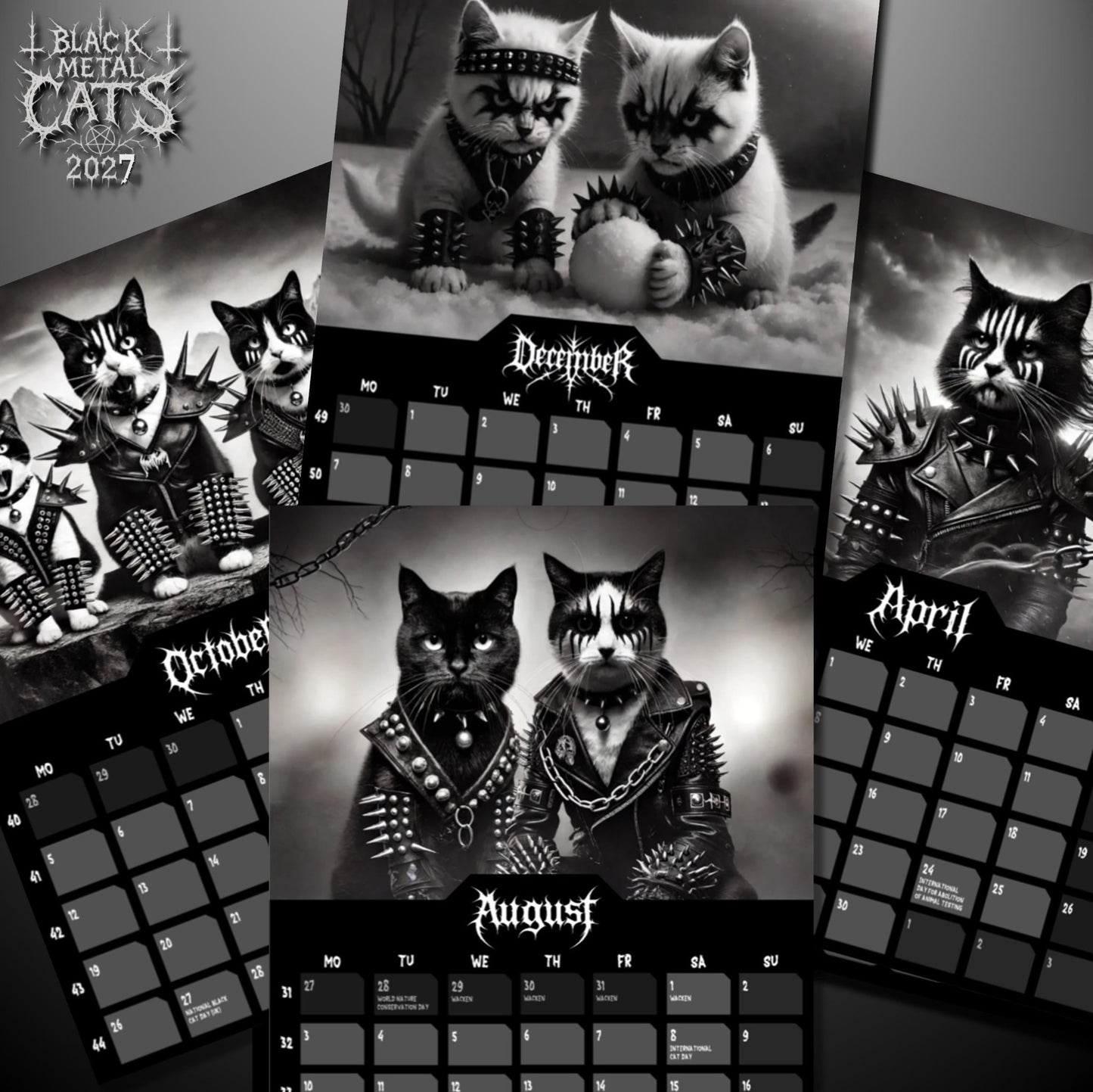 Black Metal Cats 2027 - Wall Calendar 2027