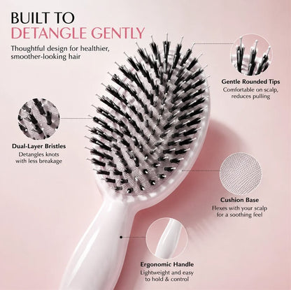 ✨ Boar Bristle & Nylon Pin Air Cushion Hair Brush, Gentle Scalp Massage Detangling Hairbrush