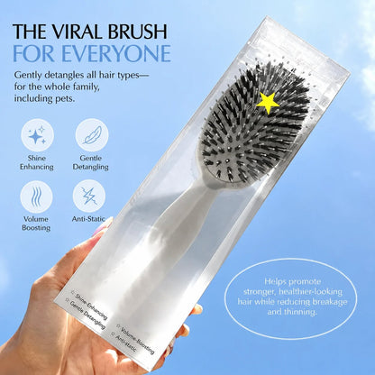 ✨ Boar Bristle & Nylon Pin Air Cushion Hair Brush, Gentle Scalp Massage Detangling Hairbrush