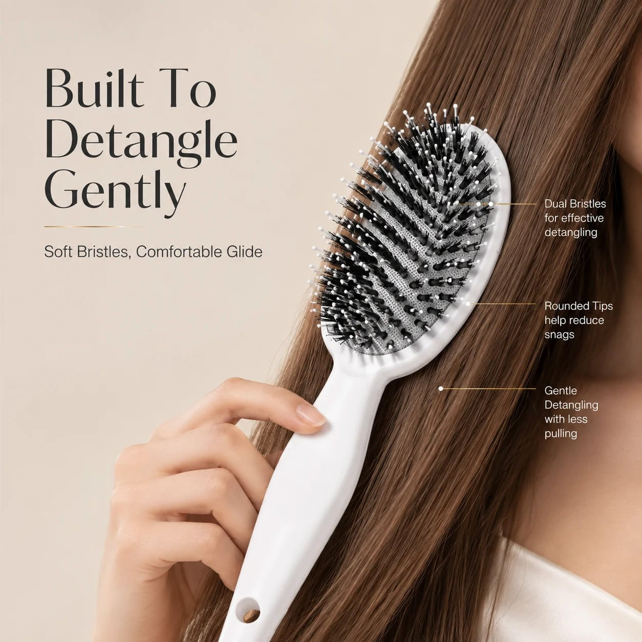 ✨ Boar Bristle & Nylon Pin Air Cushion Hair Brush, Gentle Scalp Massage Detangling Hairbrush