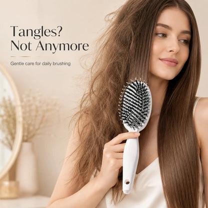✨ Boar Bristle & Nylon Pin Air Cushion Hair Brush, Gentle Scalp Massage Detangling Hairbrush