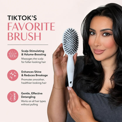 ✨ Boar Bristle & Nylon Pin Air Cushion Hair Brush, Gentle Scalp Massage Detangling Hairbrush