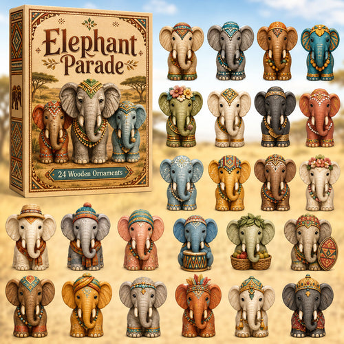 CHRISTMAS KICKOFF 40% OFF - Elephant Parade Advent Calendar 2026 - 24-Day Festive Countdown, Wooden Charms Blind Box - Gift For Elephant Lovers AC0HT388