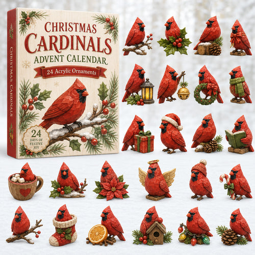 CHRISTMAS KICKOFF 40% OFF - Christmas Holy Cardinals Advent Calendar 2026 - 24-Day Festive Countdown, Acrylic Charms Blind Box - Gift For Family Members, Cardinal Lovers