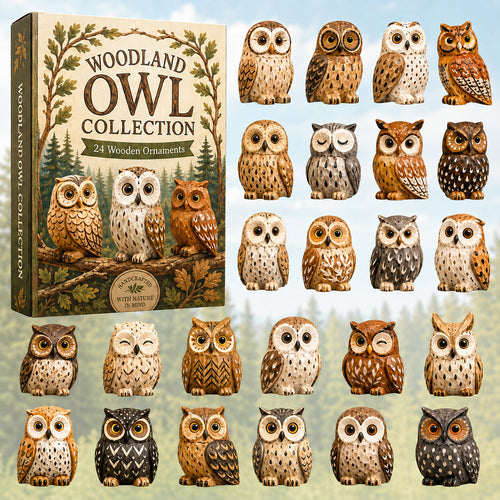 CHRISTMAS KICKOFF 40% OFF - Woodland Owl Advent Calendar 2026 - 24-Day Festive Countdown, Wooden Charms Blind Box - Gift For Owl Lovers AC0HT383