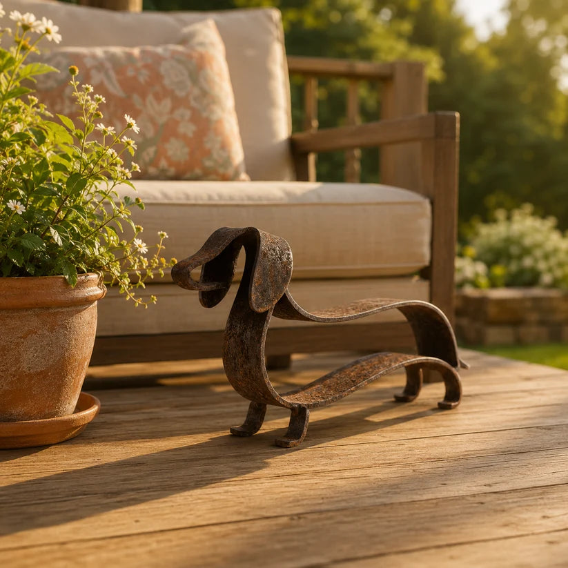 Rustic Dachshund Metal Sculpture | Farmhouse Garden & Home Decor