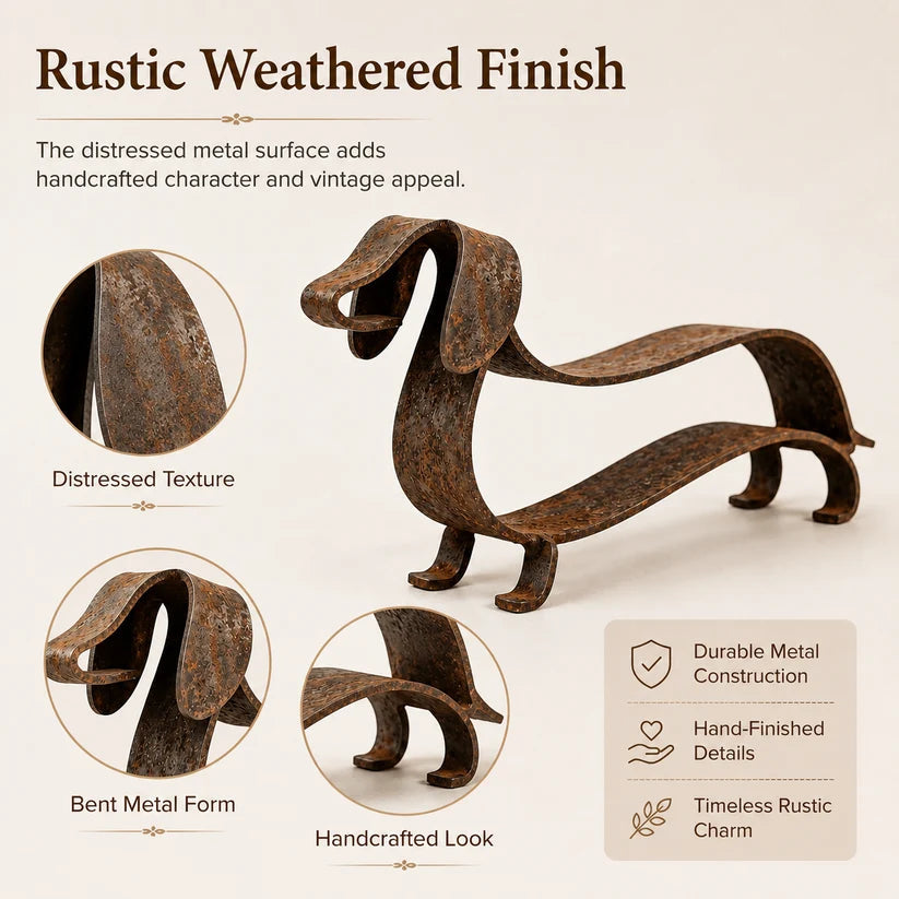 Rustic Dachshund Metal Sculpture | Farmhouse Garden & Home Decor