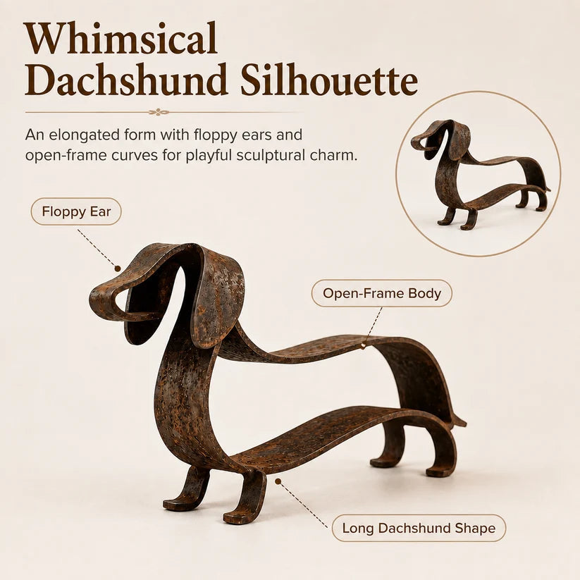 Rustic Dachshund Metal Sculpture | Farmhouse Garden & Home Decor