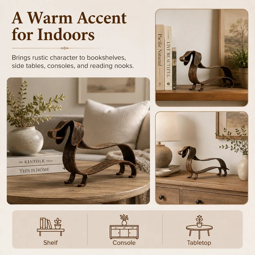 Rustic Dachshund Metal Sculpture | Farmhouse Garden & Home Decor