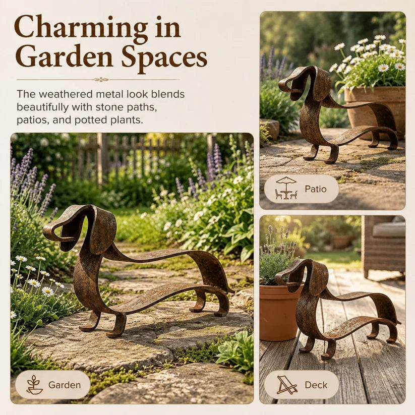 Rustic Dachshund Metal Sculpture | Farmhouse Garden & Home Decor