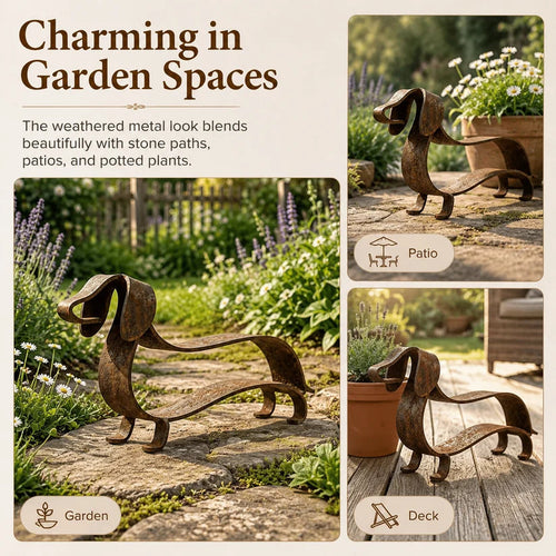 Rustic Dachshund Metal Sculpture | Farmhouse Garden & Home Decor