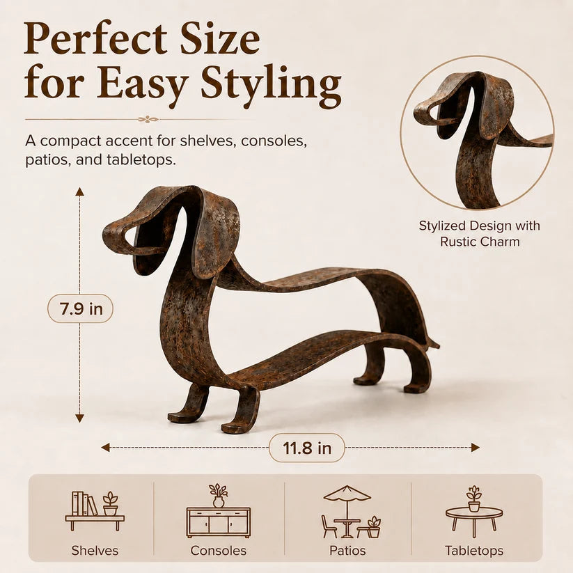 Rustic Dachshund Metal Sculpture | Farmhouse Garden & Home Decor
