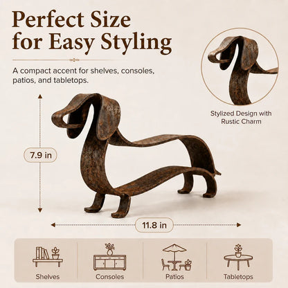 Rustic Dachshund Metal Sculpture | Farmhouse Garden & Home Decor