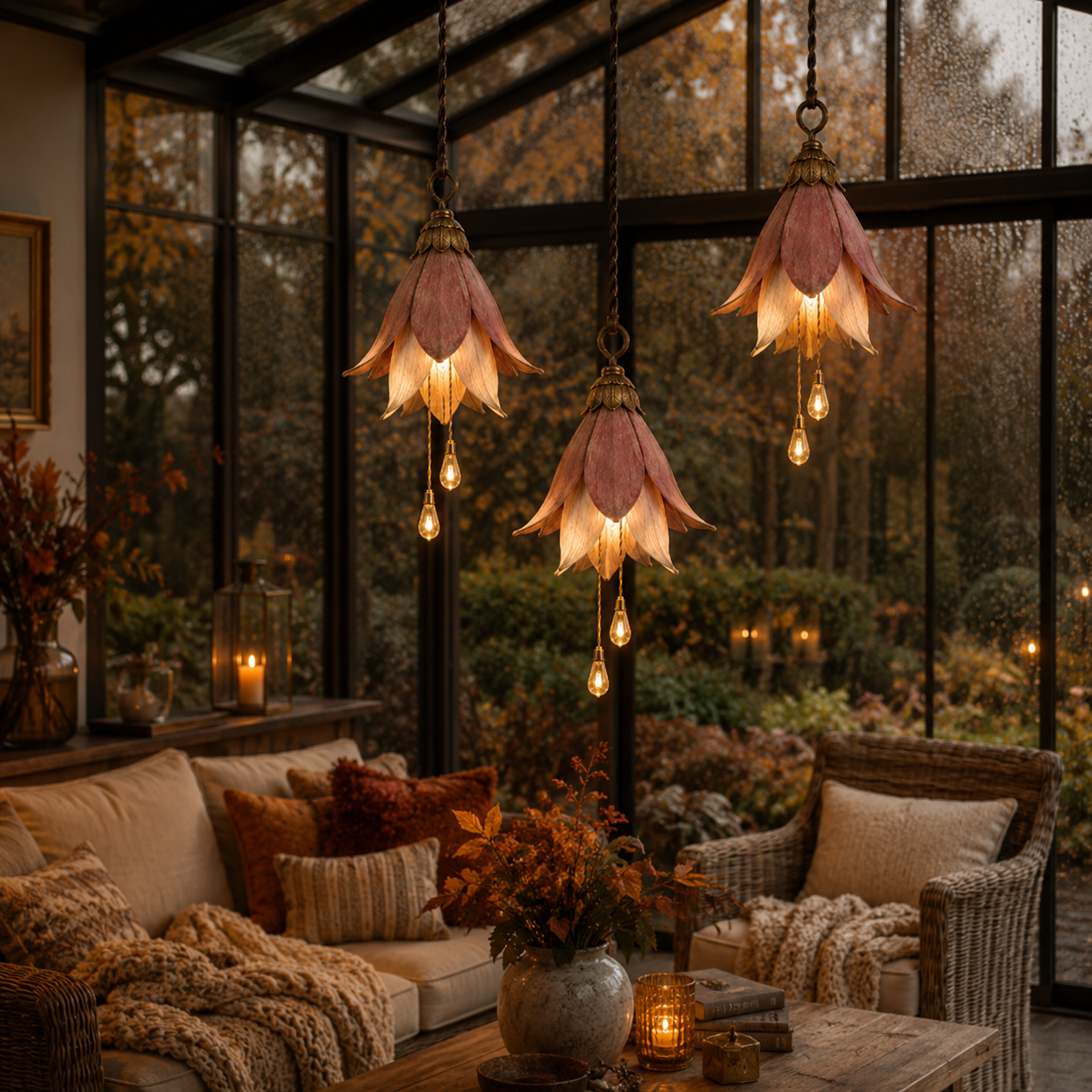 🌸Transform your porch into a magical garden full of atmosphere｜Retro hanging flower lamp three-piece set