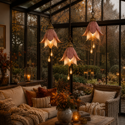 🌸Transform your porch into a magical garden full of atmosphere｜Retro hanging flower lamp three-piece set