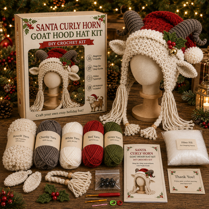 🔥Last Day🔥BUY 3 GET 1 FREE - Christmas Highland Cow Hood Hat DIY Crochet Kit™