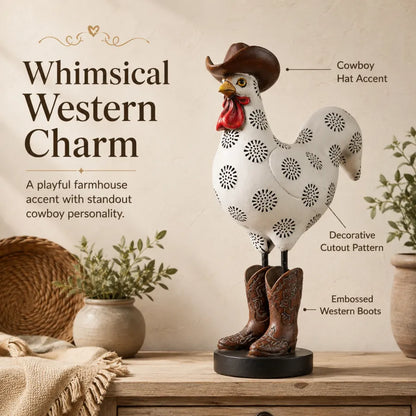 Vintage Cowboy Rooster Sculpture