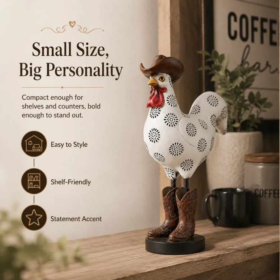 Vintage Cowboy Rooster Sculpture