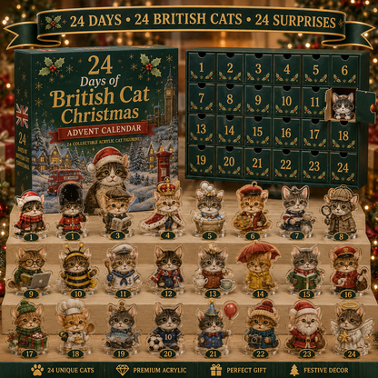 🎄 Last Day 49% OFF – 🐱 British Cat Advent Calendar 2026 | 24 Days of Christmas Cheer with 24 Unique Acrylic Cat Collectibles 🎁