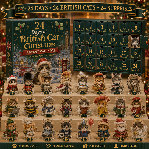 🎄 Last Day 49% OFF – 🐱 British Cat Advent Calendar 2026 | 24 Days of Christmas Cheer with 24 Unique Acrylic Cat Collectibles 🎁