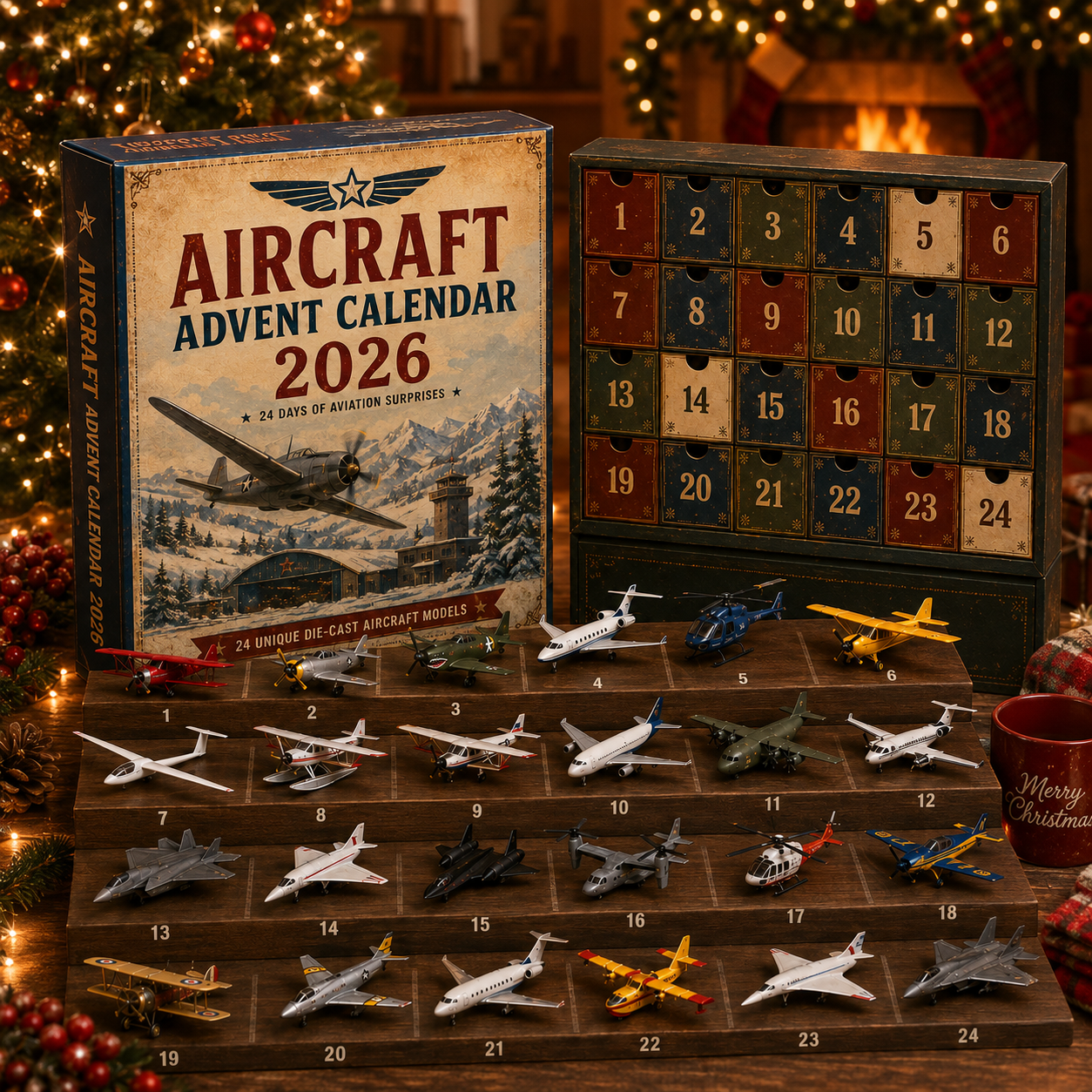 🎄Last day! 49% off – ✈️ Vintage Skies Aircraft Advent Calendar 2026 | 24-Day Flight Journey with 24 Unique Miniature Planes, Jetplanes, and Aviation Collectibles 🎄🎁