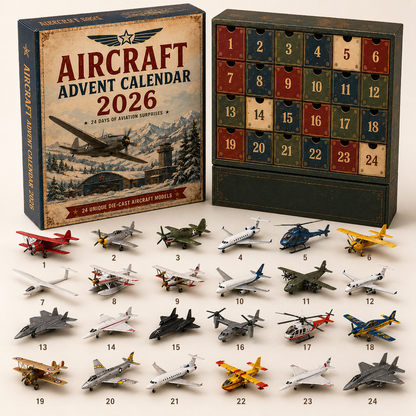 🎄Last day! 49% off – ✈️ Vintage Skies Aircraft Advent Calendar 2026 | 24-Day Flight Journey with 24 Unique Miniature Planes, Jetplanes, and Aviation Collectibles 🎄🎁