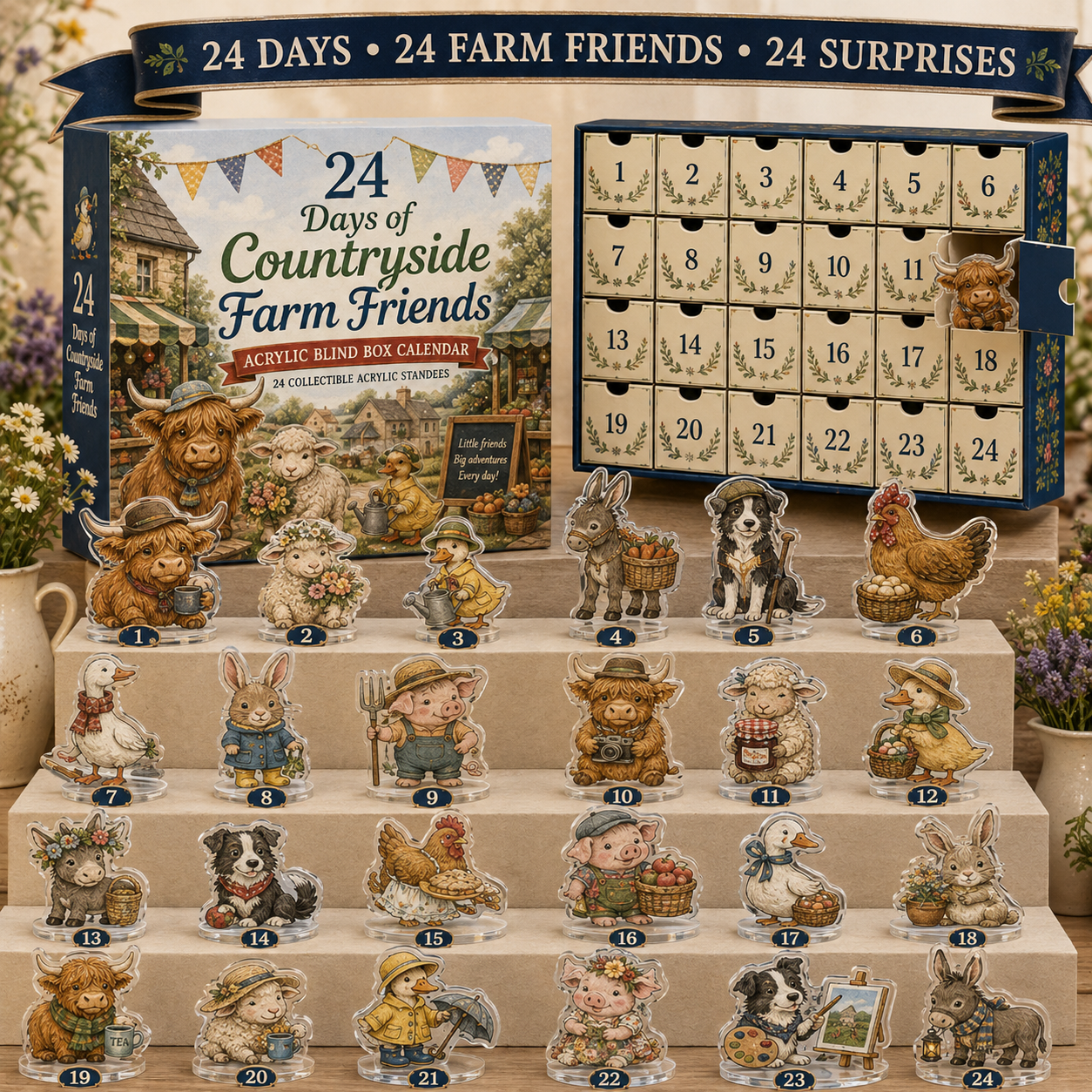 Last Day 49% OFF – British Garden Friends 24-Day Surprise Calendar 2026 | 24 Unique Acrylic Wildlife Collectibles & Garden Adventures 🎁