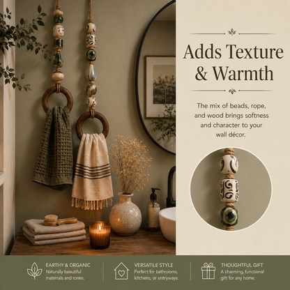 🔥HOT SALE 48% OFF🏡Decorative Beaded Towel Hanger with Wooden Ring