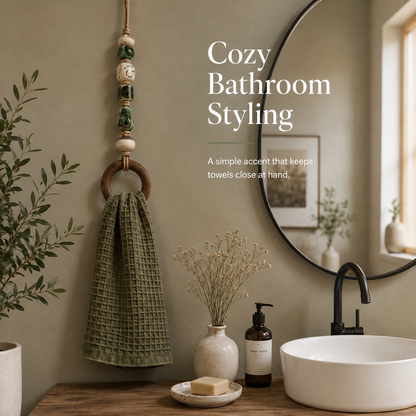 🔥HOT SALE 48% OFF🏡Decorative Beaded Towel Hanger with Wooden Ring