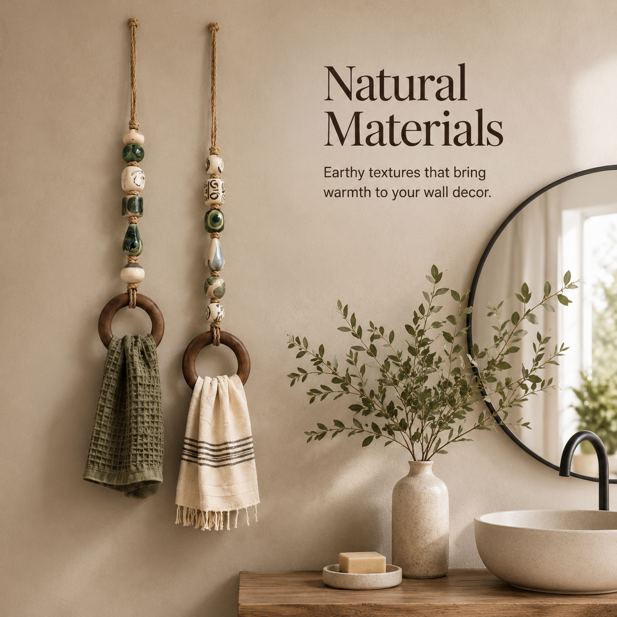 🔥HOT SALE 48% OFF🏡Decorative Beaded Towel Hanger with Wooden Ring
