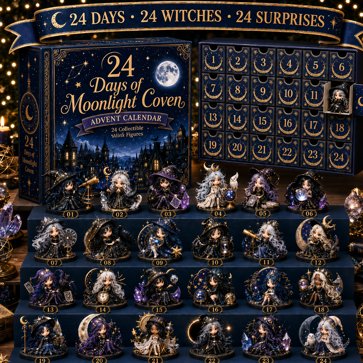 ⏰Limited Stock 49% OFF🔥 2026 The Five Covens Witch Advent Calendar – 24 Collectible Witches, 4 Magical Coven Styles