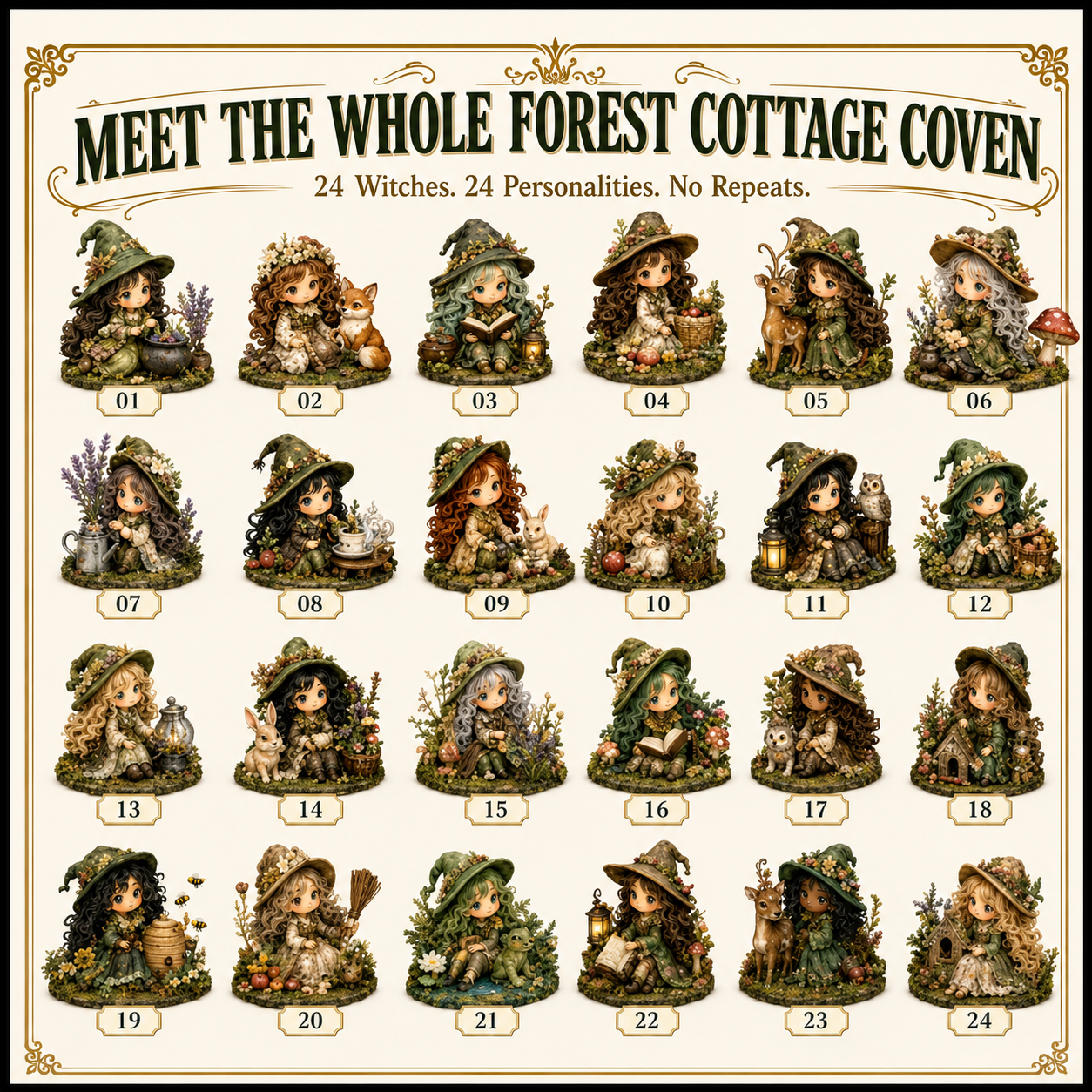 ⏰Limited Stock 49% OFF🔥 2026 The Five Covens Witch Advent Calendar – 24 Collectible Witches, 4 Magical Coven Styles