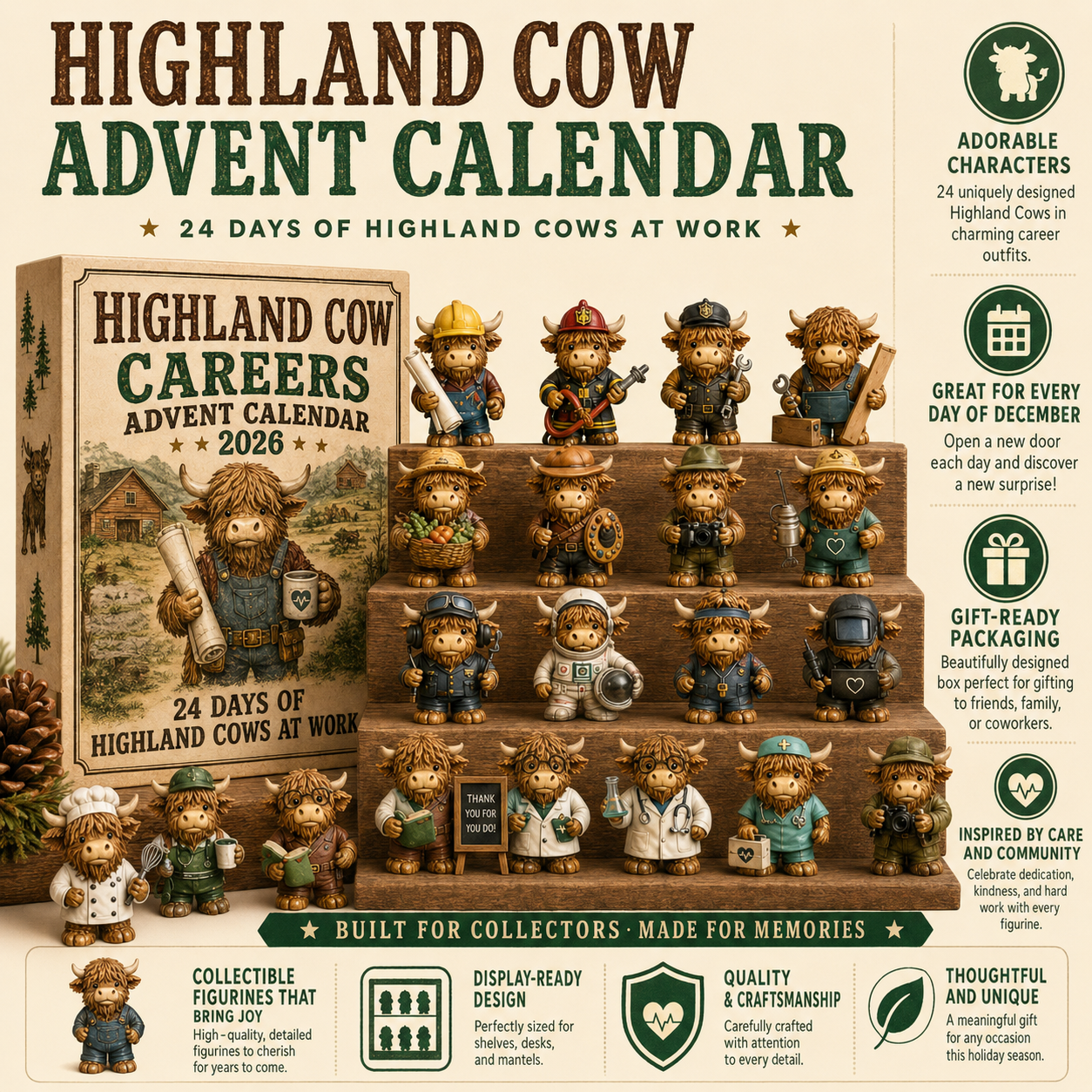 🐮 Highland Cow Careers Advent Calendar 2026 – 24 Days of Country Charm 🎁🤎
