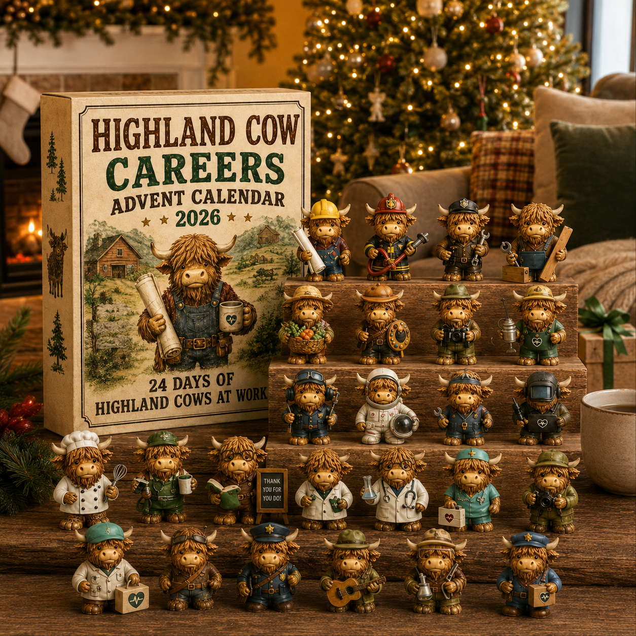 🐮 Highland Cow Careers Advent Calendar 2026 – 24 Days of Country Charm 🎁🤎