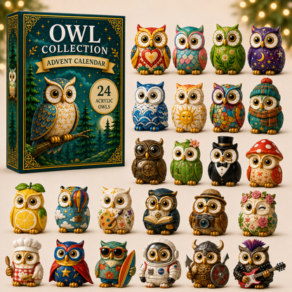 CHRISTMAS KICKOFF 40% OFF - Whimsical Owls Advent Calendar 2026 - 24-Day Festive Countdown, Acrylic Charms Blind Box - Gift For Animal Lovers