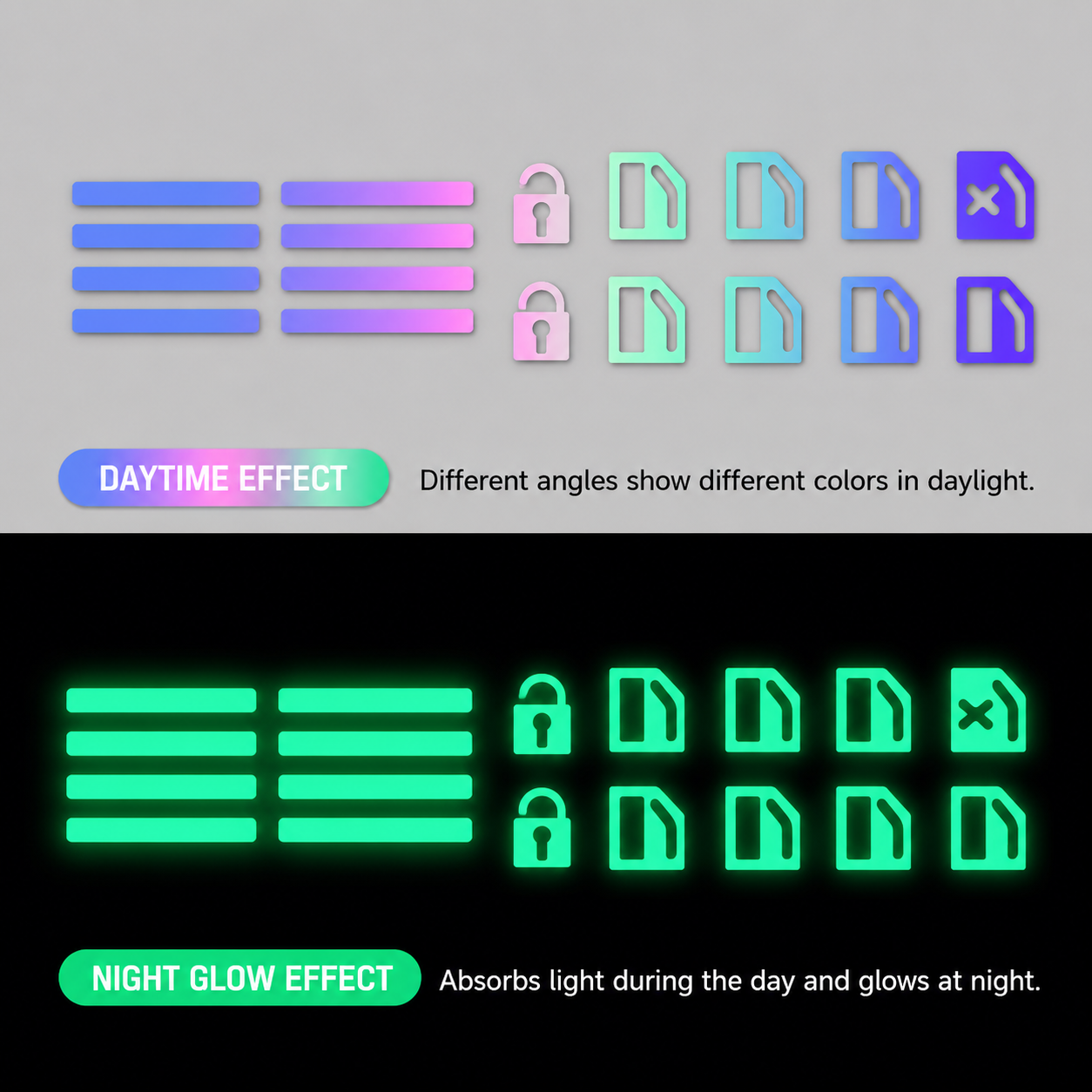 ✨💡Car Window Lift Switch Luminous Stickers - Colorful Night Glow Warning Button Decal