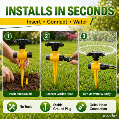 🏡 Last Day Special Price £9.99 !🏆 BUY 2 GET 1 FREE✨360° Rotation Auto Irrigation System Garden Lawn Sprinkler Patio
