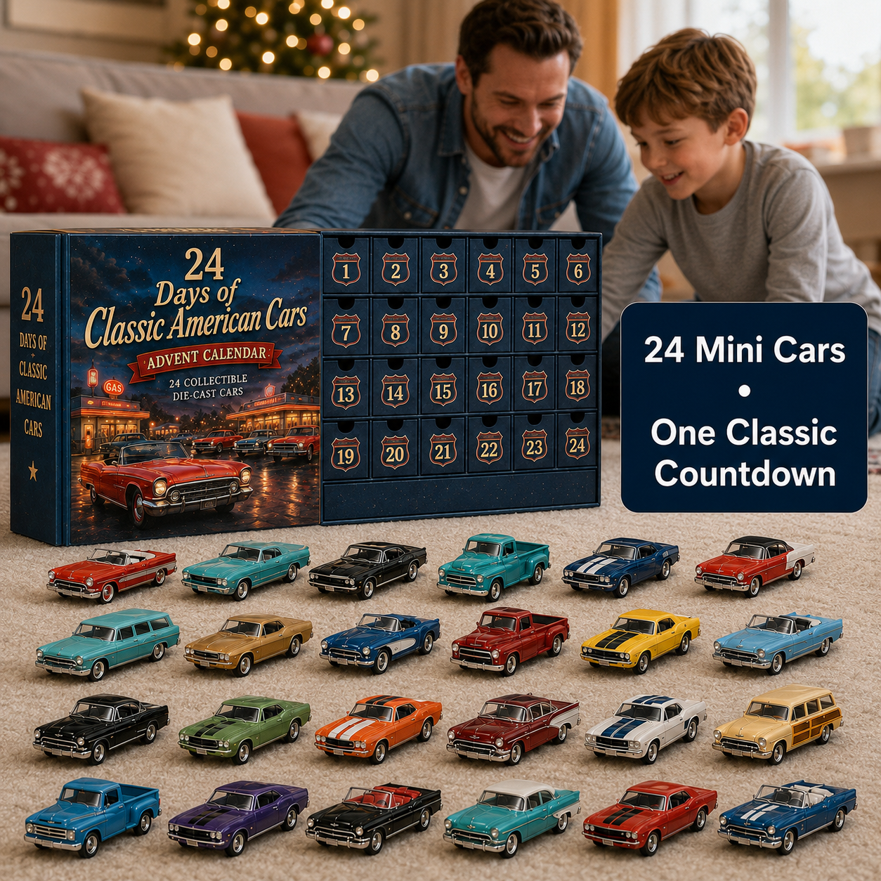 24 Days of Classic American Cars Advent Calendar – 24 Vintage Ride Collectibles for Car Lovers
