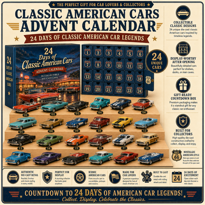 24 Days of Classic American Cars Advent Calendar – 24 Vintage Ride Collectibles for Car Lovers