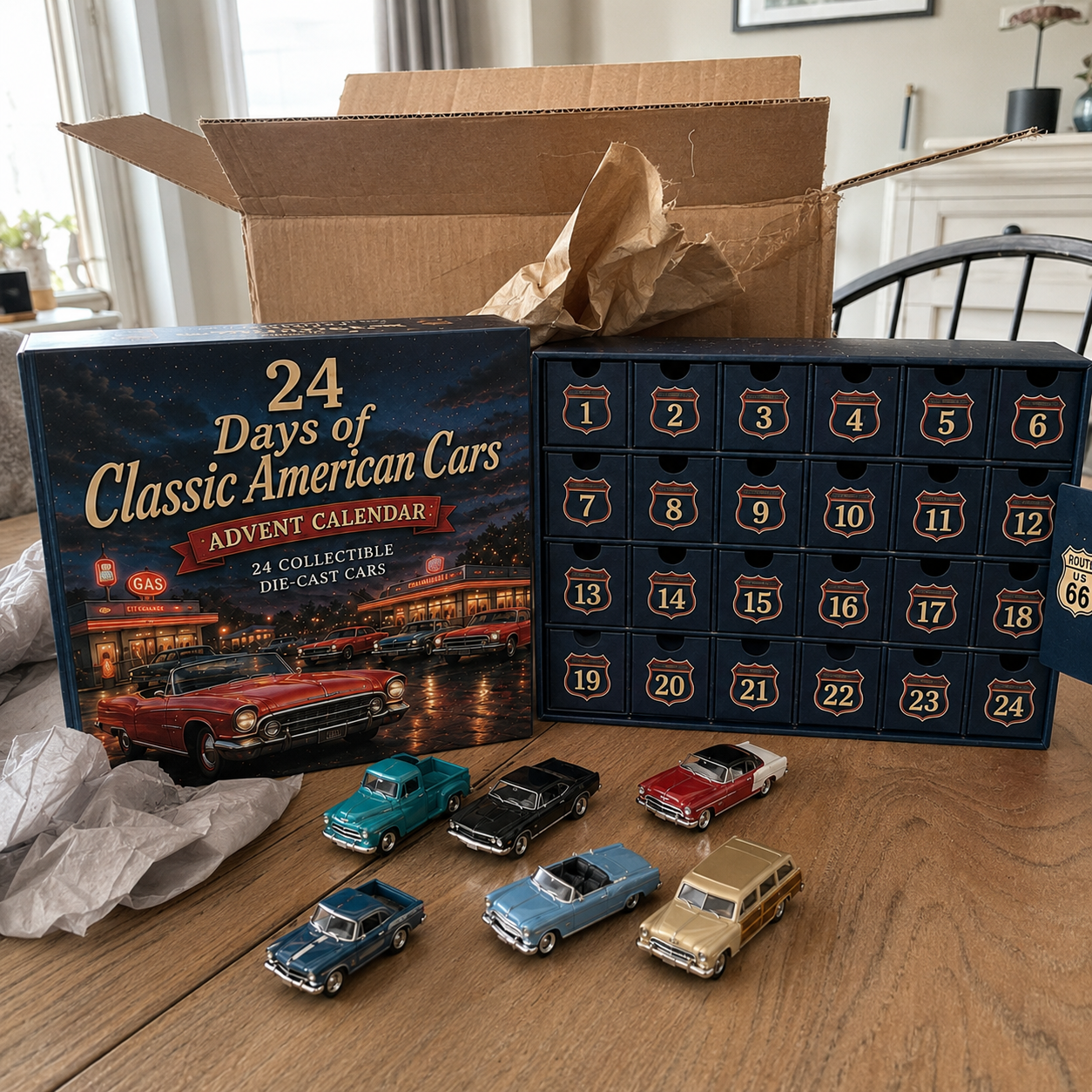 24 Days of Classic American Cars Advent Calendar – 24 Vintage Ride Collectibles for Car Lovers