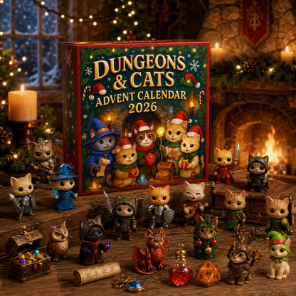 CHRISTMAS KICKOFF: 48% OFF 🎄 2026 Dungeons & Cats Advent Calendar – 24 Days of Medieval Cat Magic, Gift for Cat Lovers, Acrylic Charms Blind Box